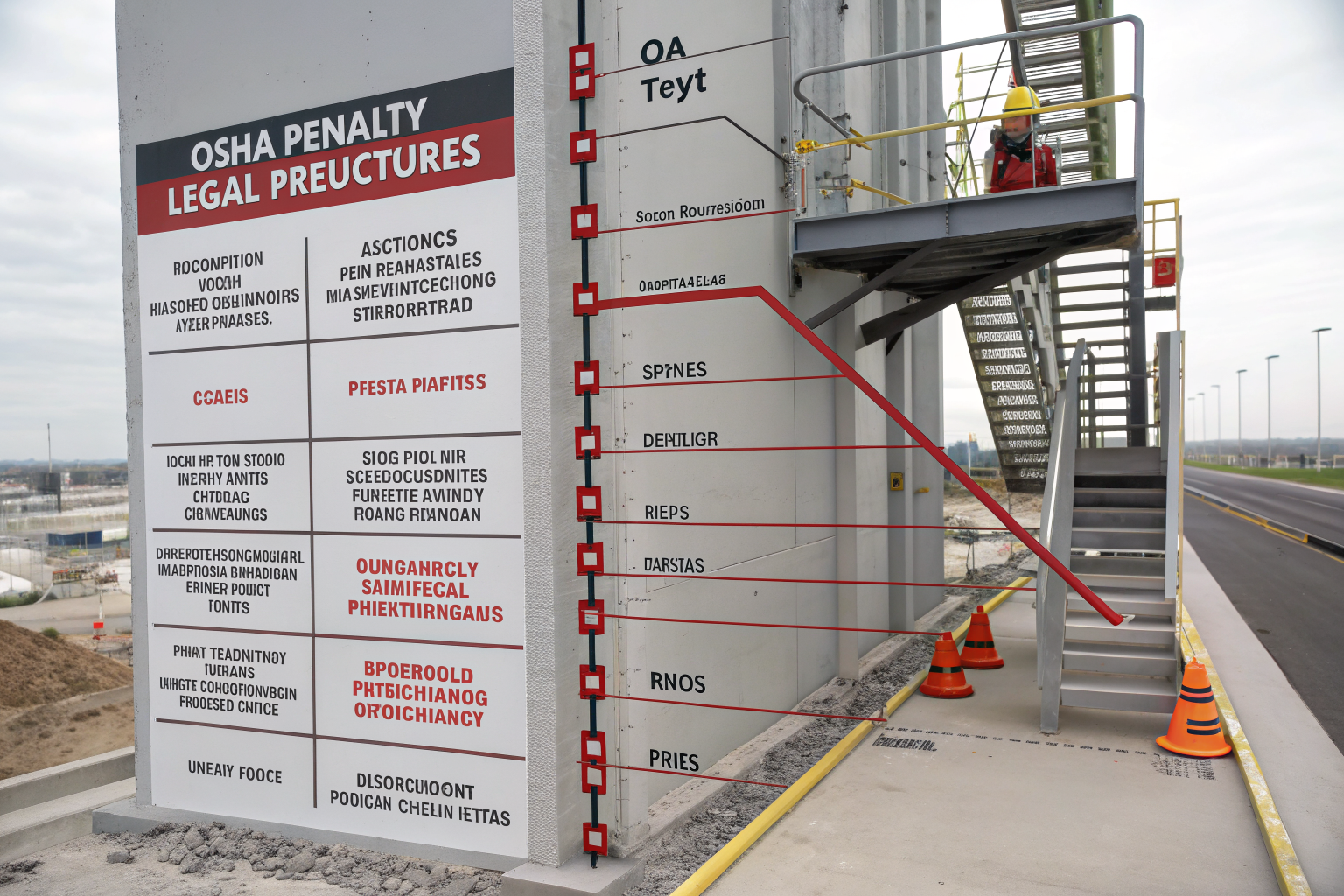 Diagram showing OSHA penalties cascading over safety protocols due to LOTO misapplication.