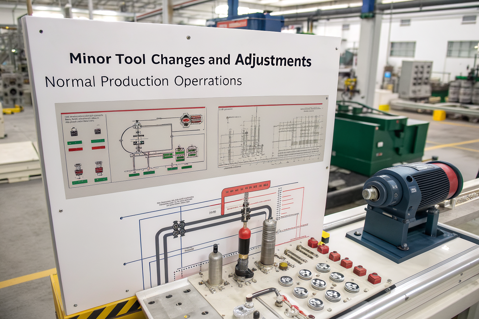 Industrial blueprint showing minor tool changes and machine adjustments during normal production operations.