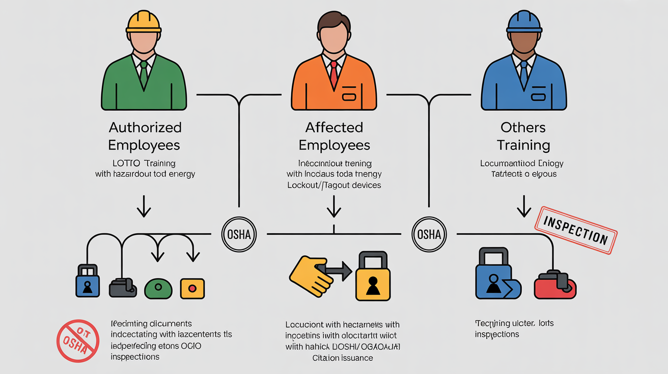 Diagram showing employee categories with specific LOTO training requirements.
