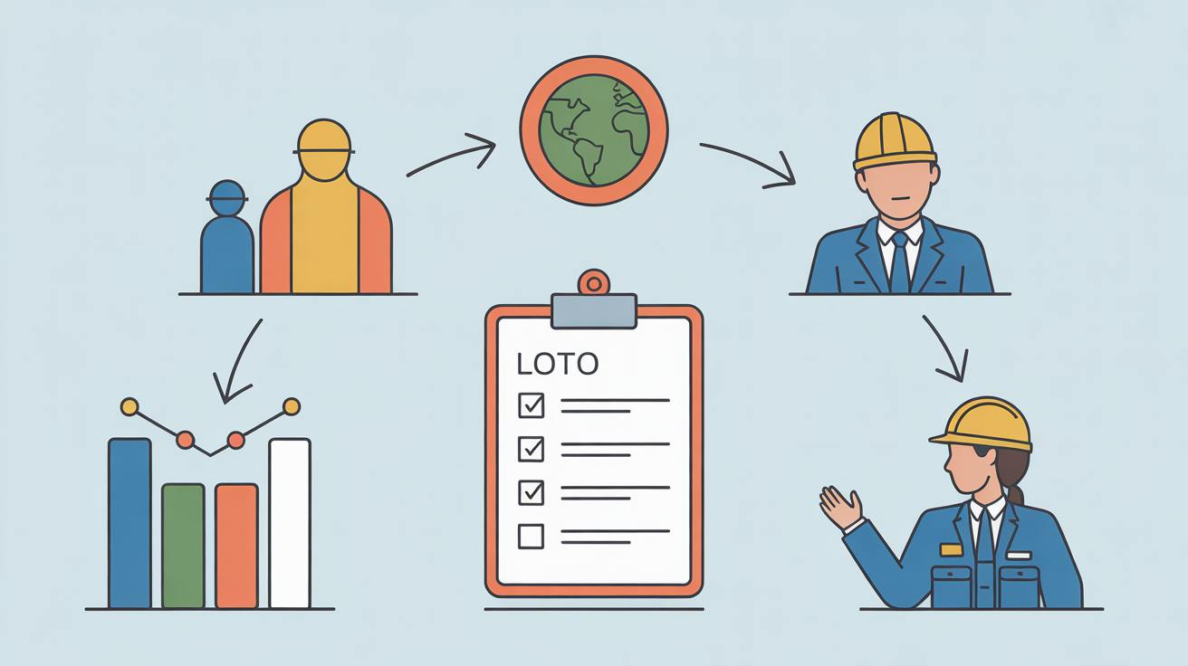 Diagram of verbal LOTO agreements transforming into documented proof with compliance records.