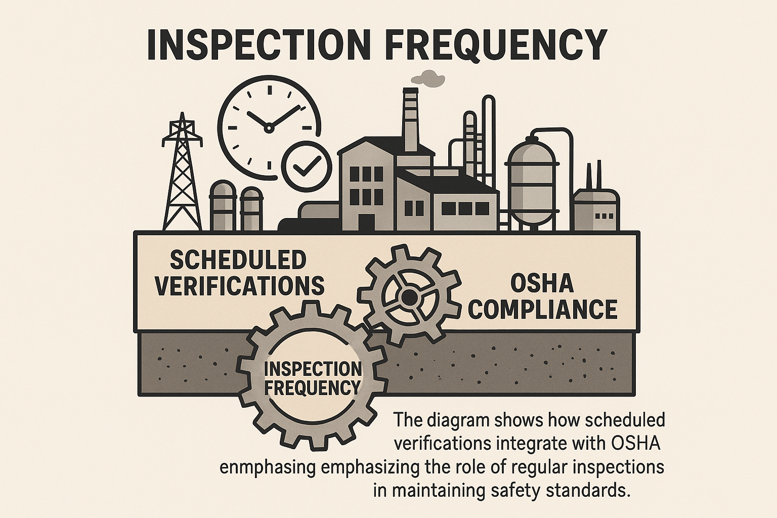 Layered schematic showing role of inspection frequency in safety compliance.