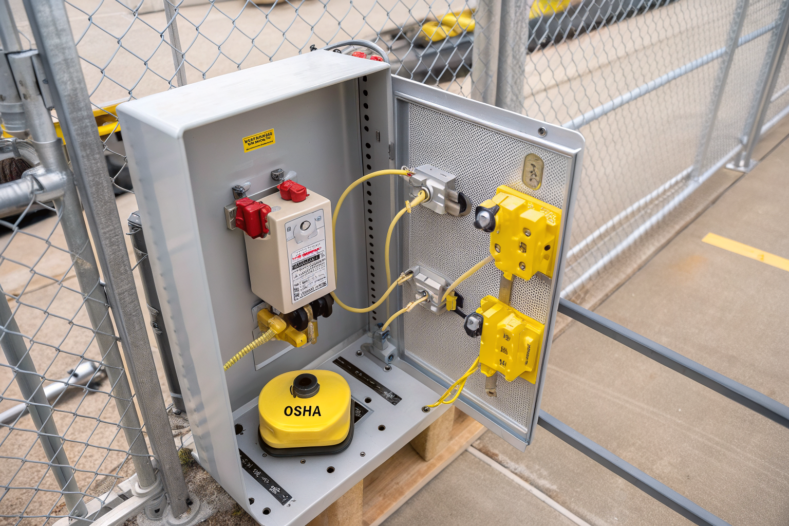 Isometric diagram of a plug lockout device showing safety mechanisms and OSHA compliance.