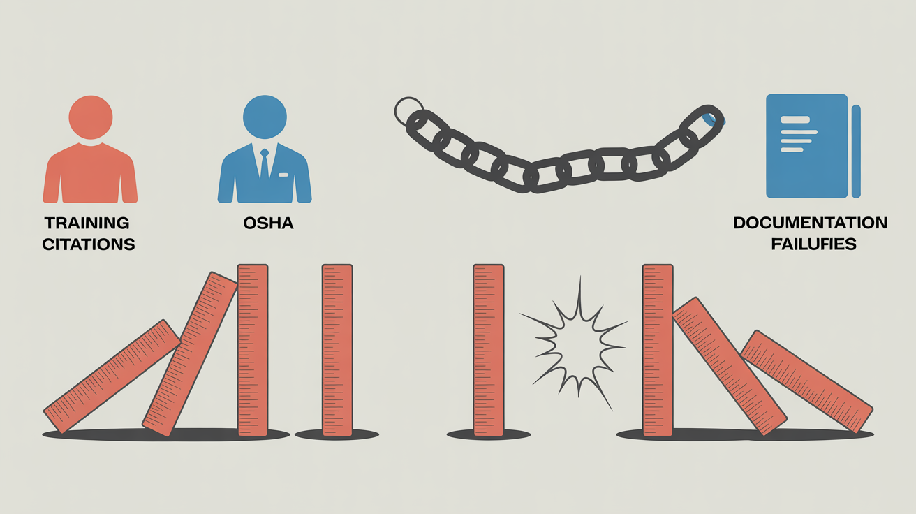 Illustration of LOTO compliance oversight with OSHA penalties and citations.